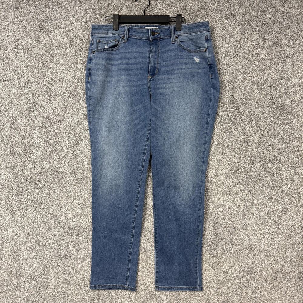 Sonoma Curvy Straight Jeans Womens Size 16 35x29 Blue Distressed Mid Wash Denim